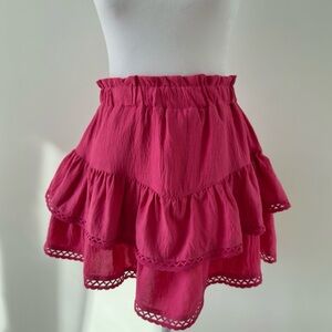 Hot Pink Ruffle Tiered Skort | Flowy Mini Skirt with Built-In Shorts